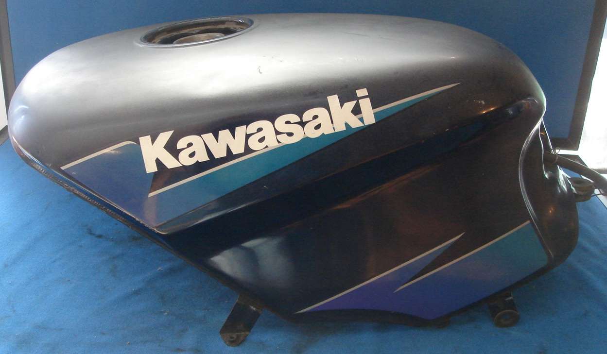 1995 Kawasaki Ninja 500 Gas Tank Black with Blue Stripe Fuel Petrol 
